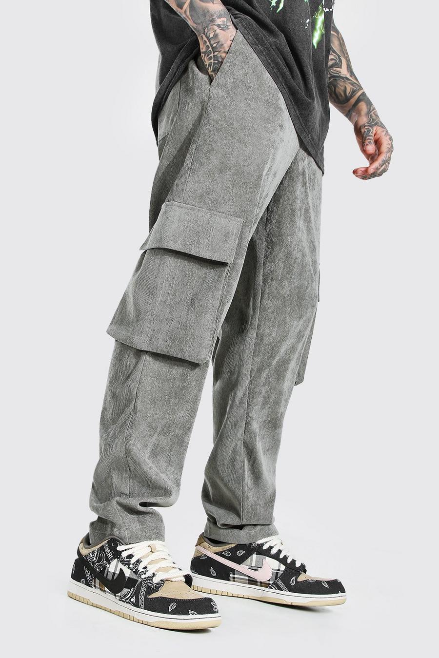 Pantalones de camuflaje de pana con pierna recta, Gris oscuro image number 1