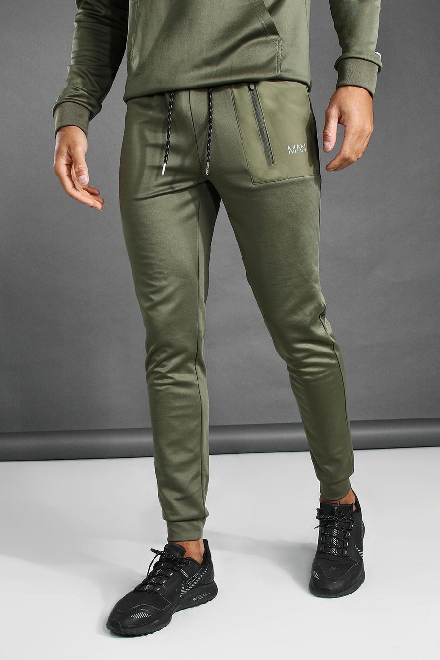 Pantalones de deporte con bolsillo en contraste - MAN Active, Caqui image number 1