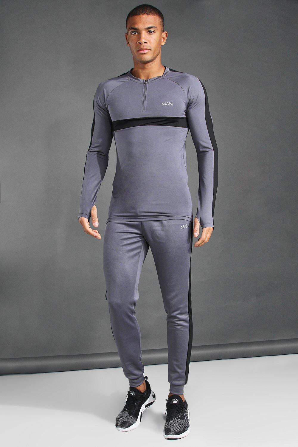 grey muscle fit tracksuit