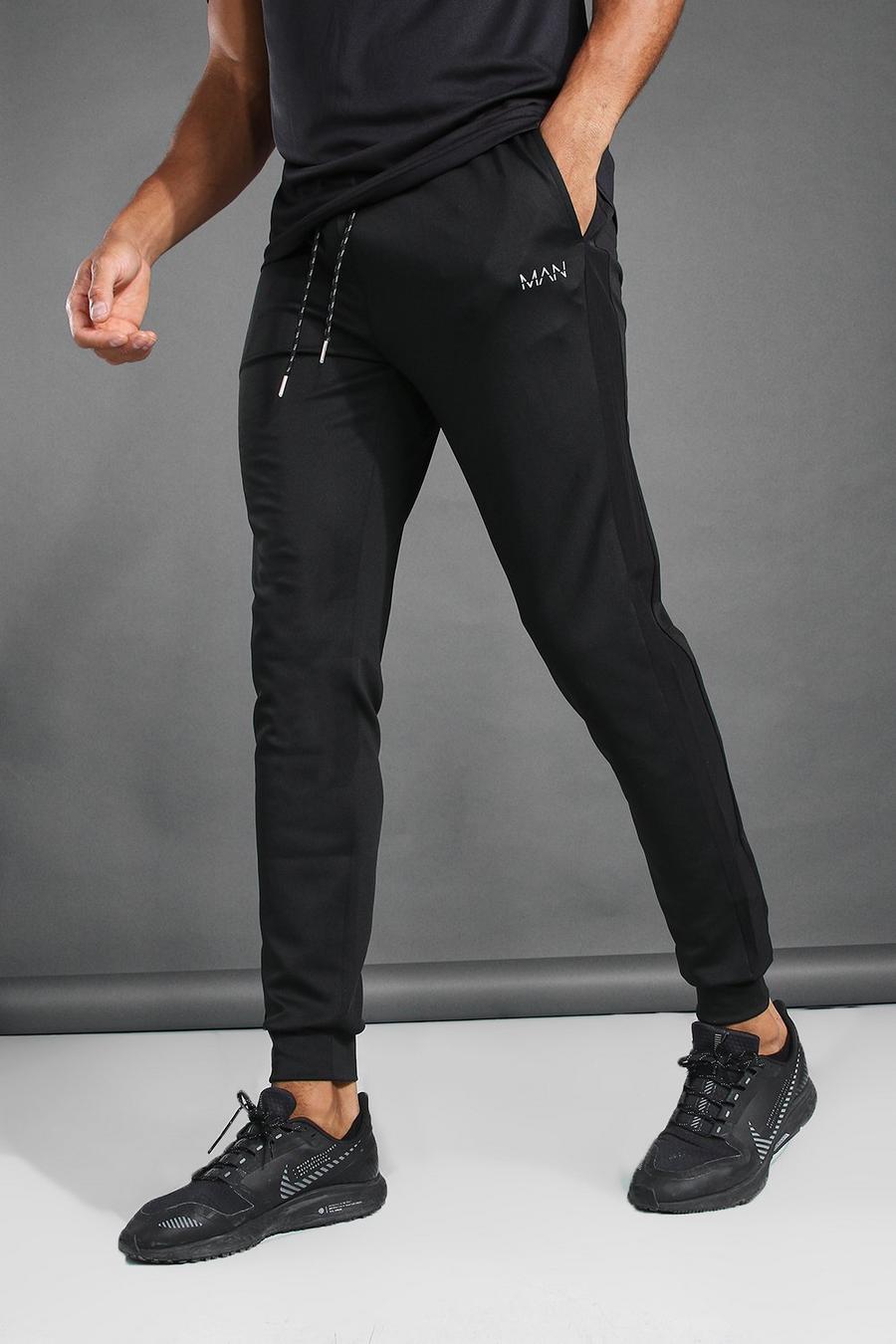 שחור מכנסי ריצה ספורטיביים עם עיטור בצבע מנוגד של MAN image number 1