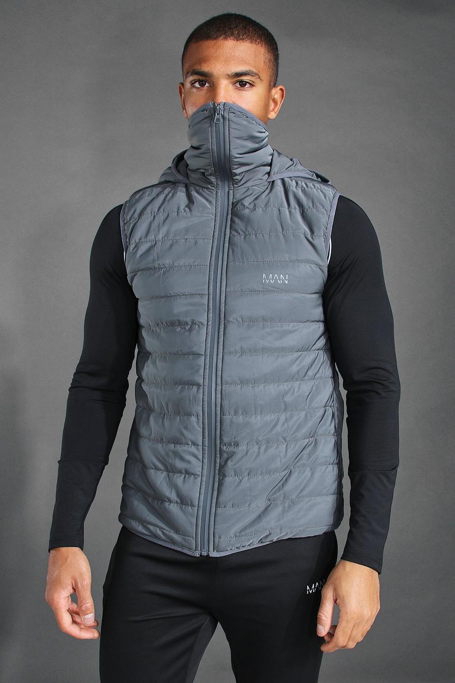 Charcoal MAN Active Snood Puffer Body Warmer image number 1