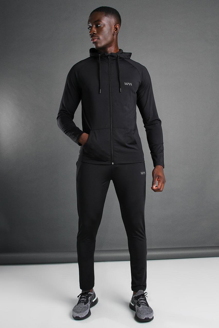 Black Man Active Hooded Zip Through Tracksuit image number 1