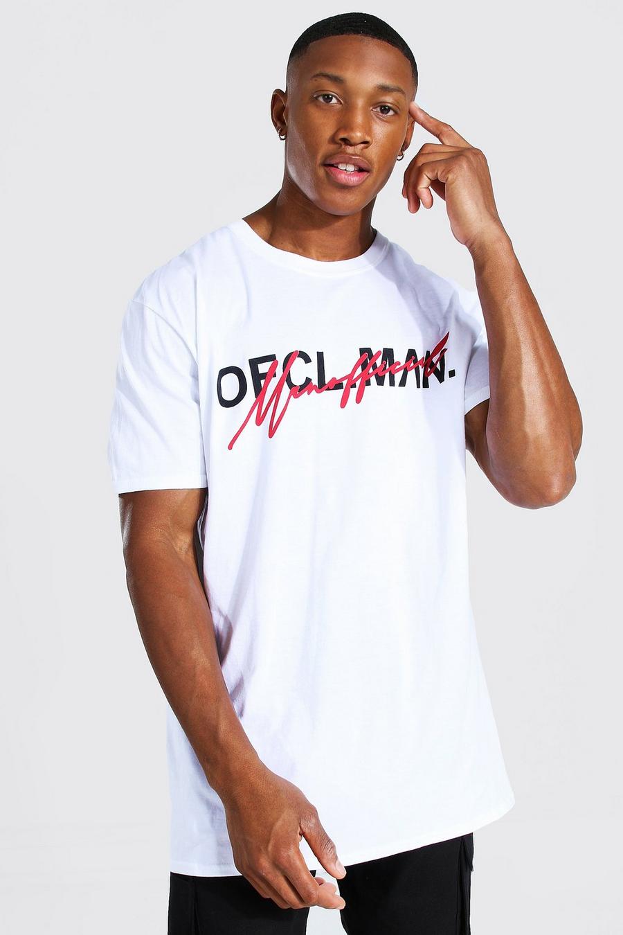 Printed T-Shirt mit Man Official-Aufdruck in Übergröße, Weiß image number 1