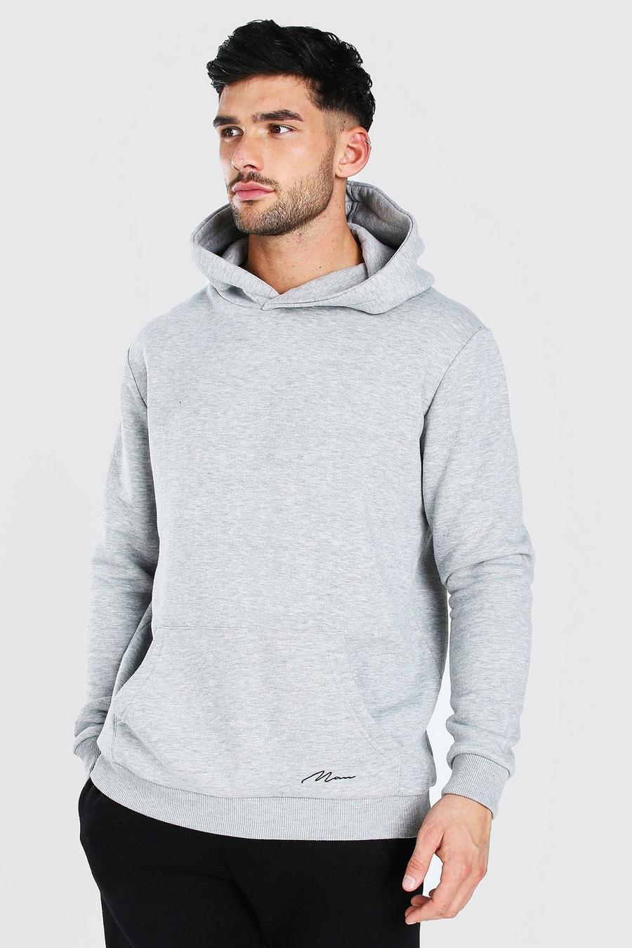 Grey marl MAN Signature Heavyweight Over The Head Hoodie image number 1