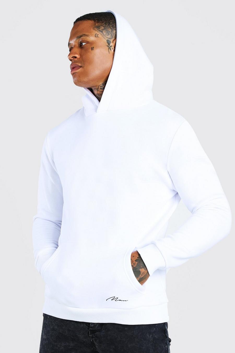 White MAN Signature Heavyweight Over The Head Hoodie image number 1