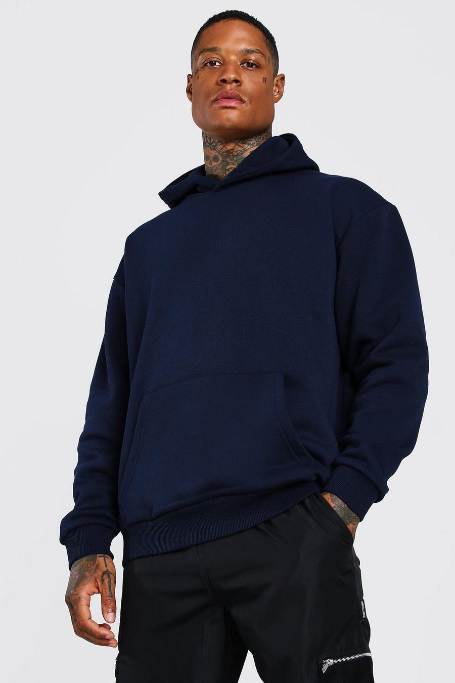 Navy Oversized Heavyweight Over The Head Hoodie image number 1