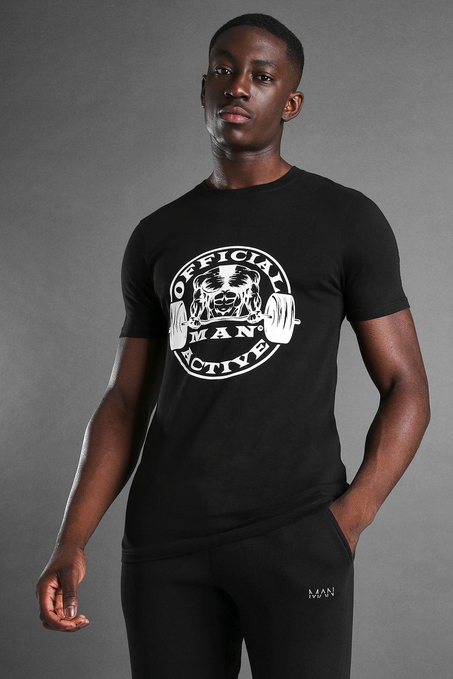 T-shirt fit à logo - MAN, Black image number 1