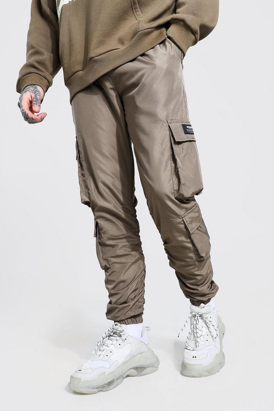 Pantalones de camuflaje con detalle fruncido Official Man, Caqui image number 1