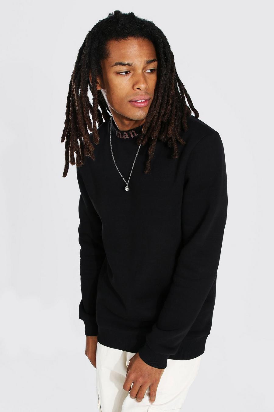 Black Gothic MAN Neck Sweatshirt With Extended Neck image number 1