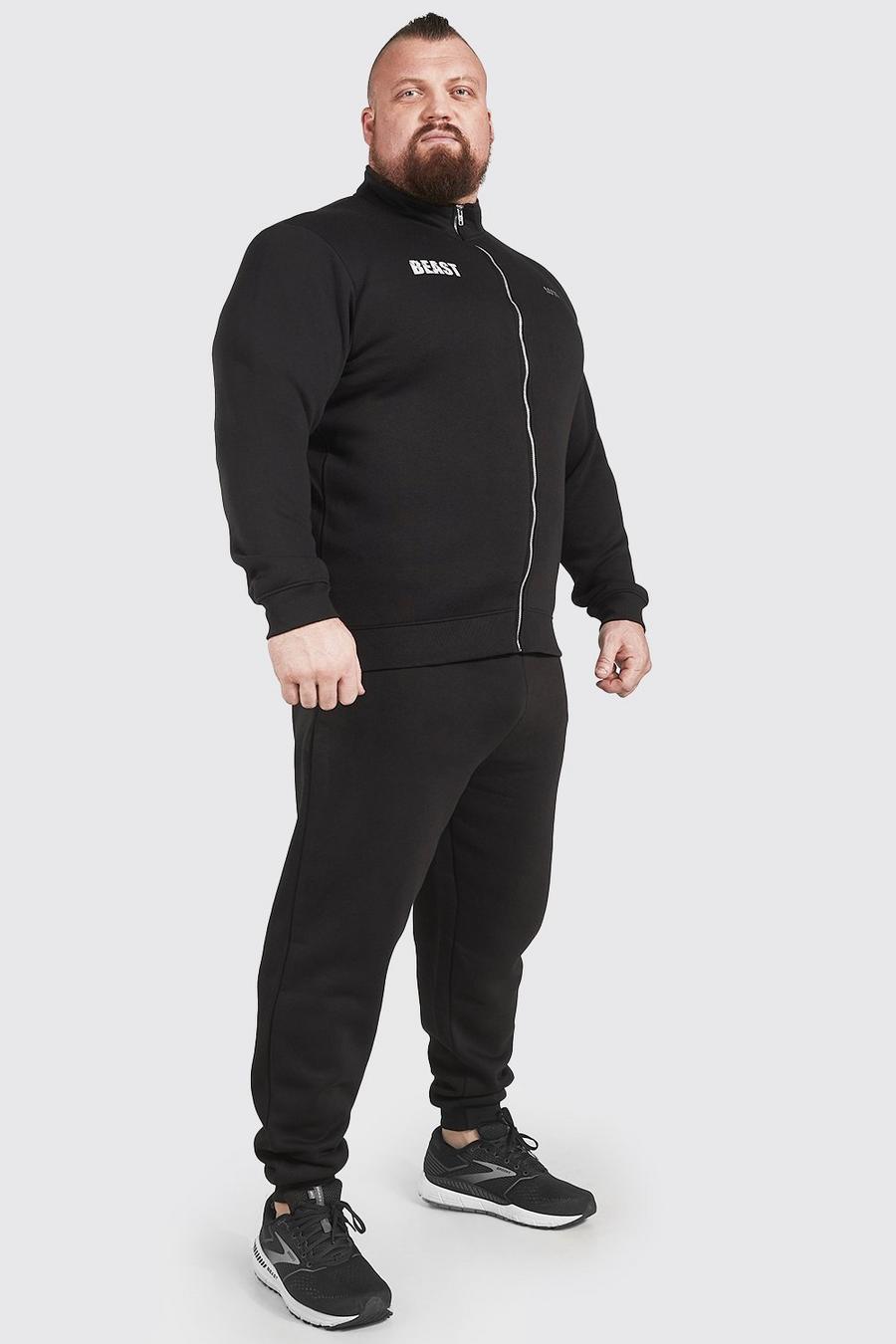 שחור חליפת טרנינג ספורטיבית ‎MAN עם צווארון משפך וכיתוב X Beast‎ image number 1
