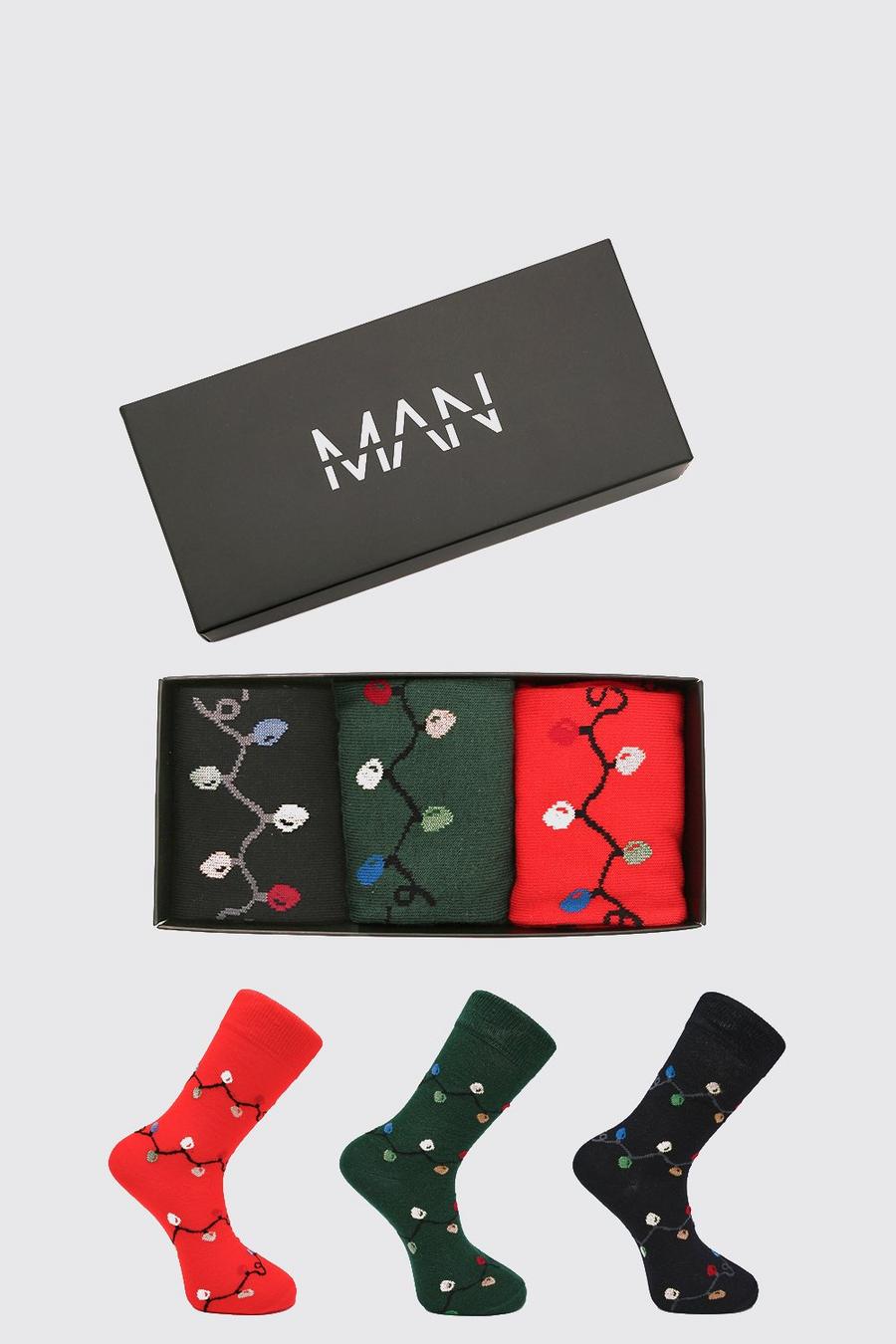Pack de 3 pares de calcetines navideños en caja de regalo, Multicolor image number 1
