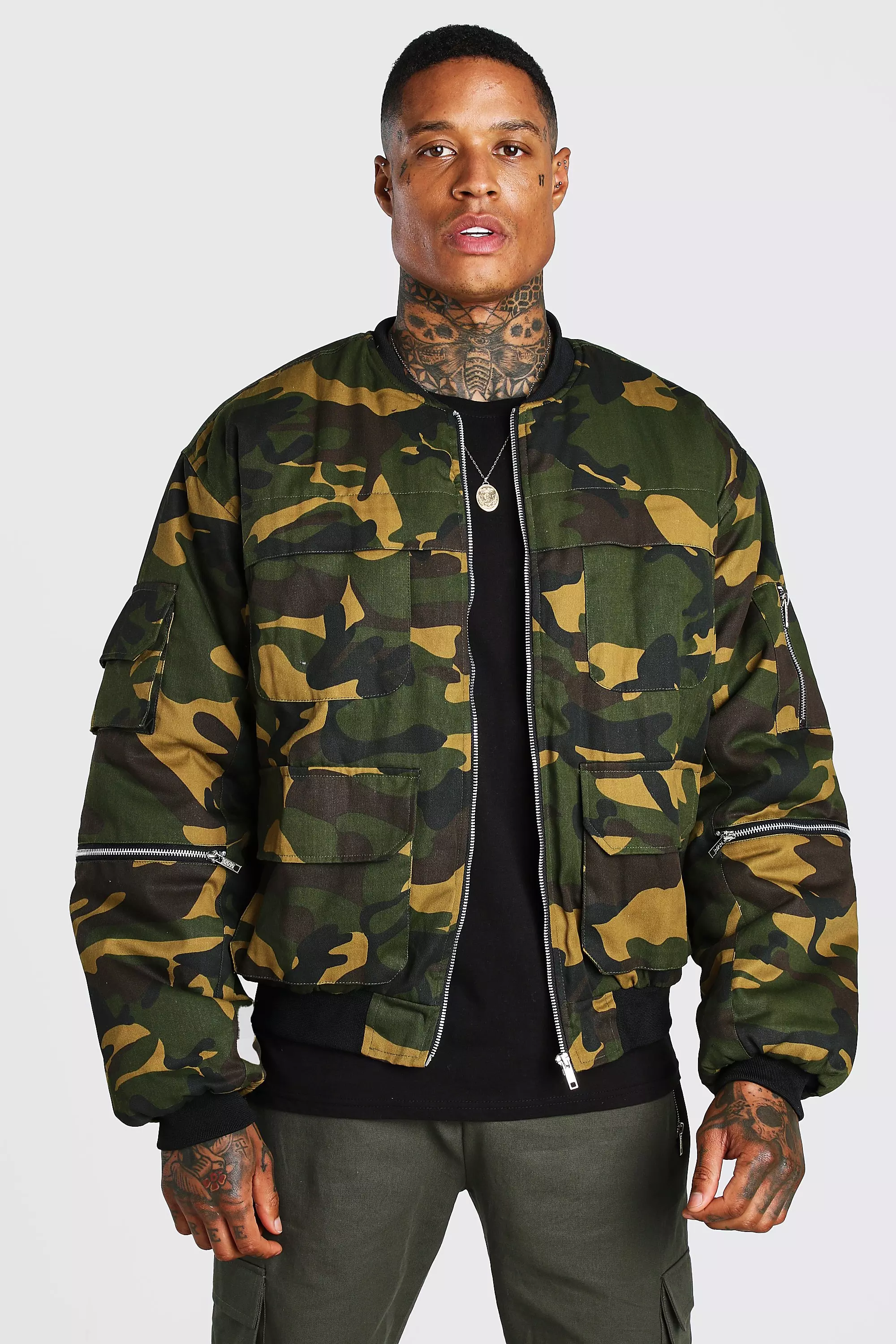 Mens sale camo bomber