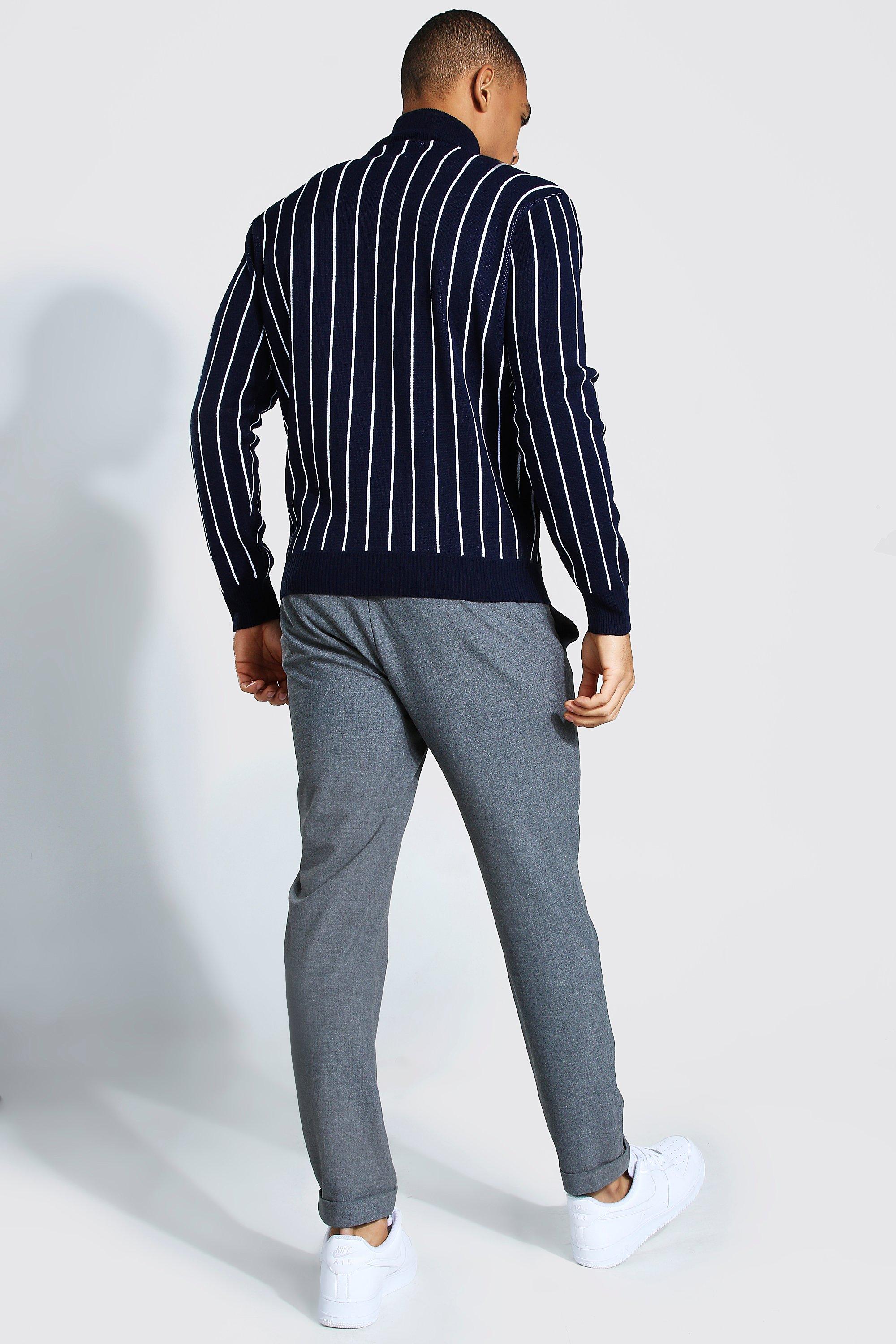 Half Zip Funnel Neck Pinstripe Jumper boohoo DK