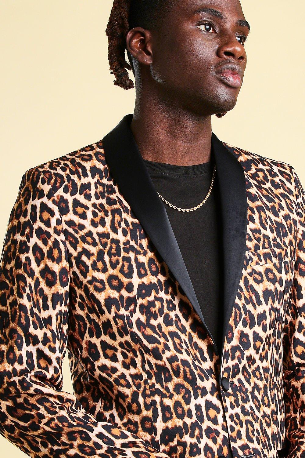 mens leopard tuxedo jacket