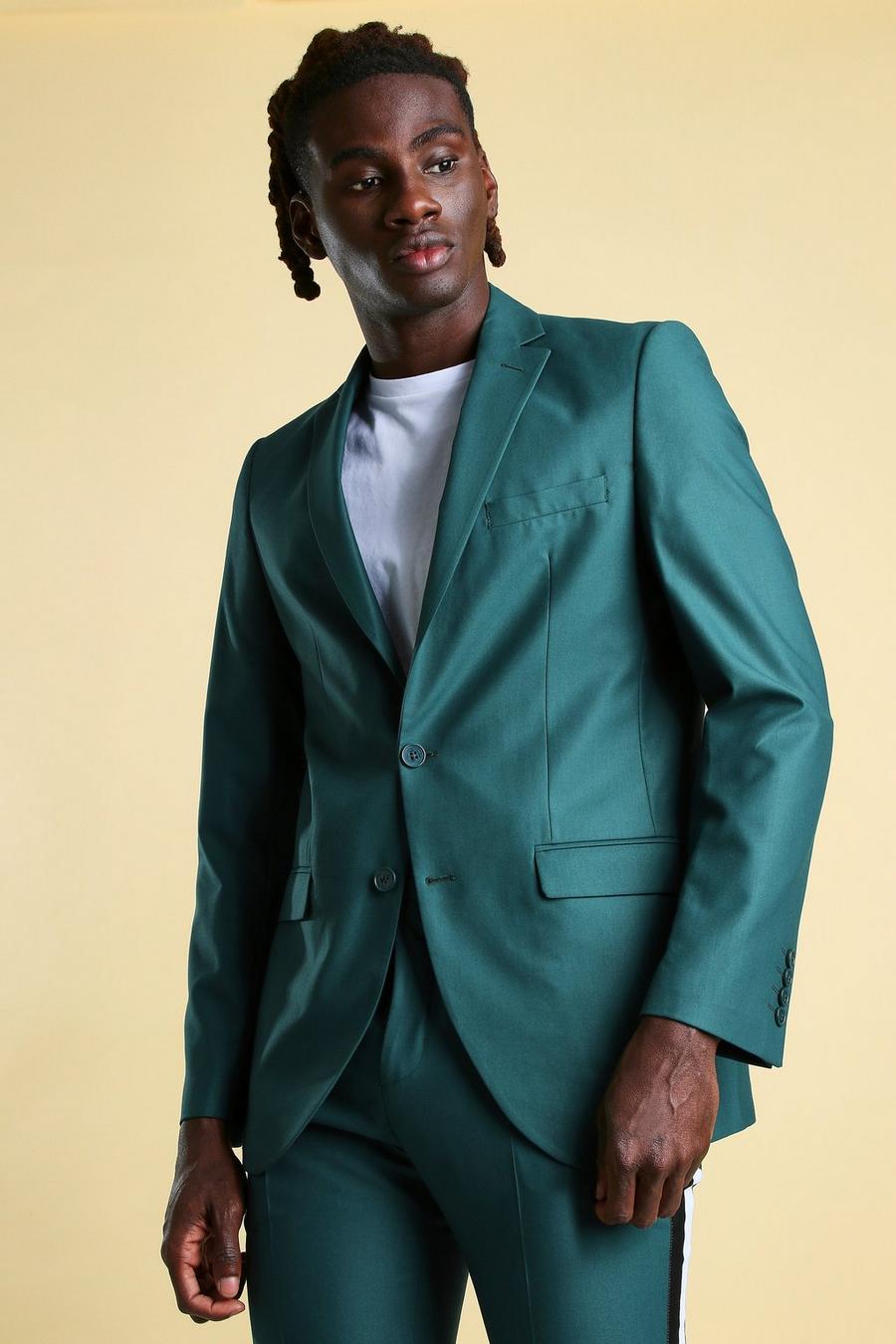 טורקיז ז'קט חליפה סקיני עם פסים בגב image number 1
