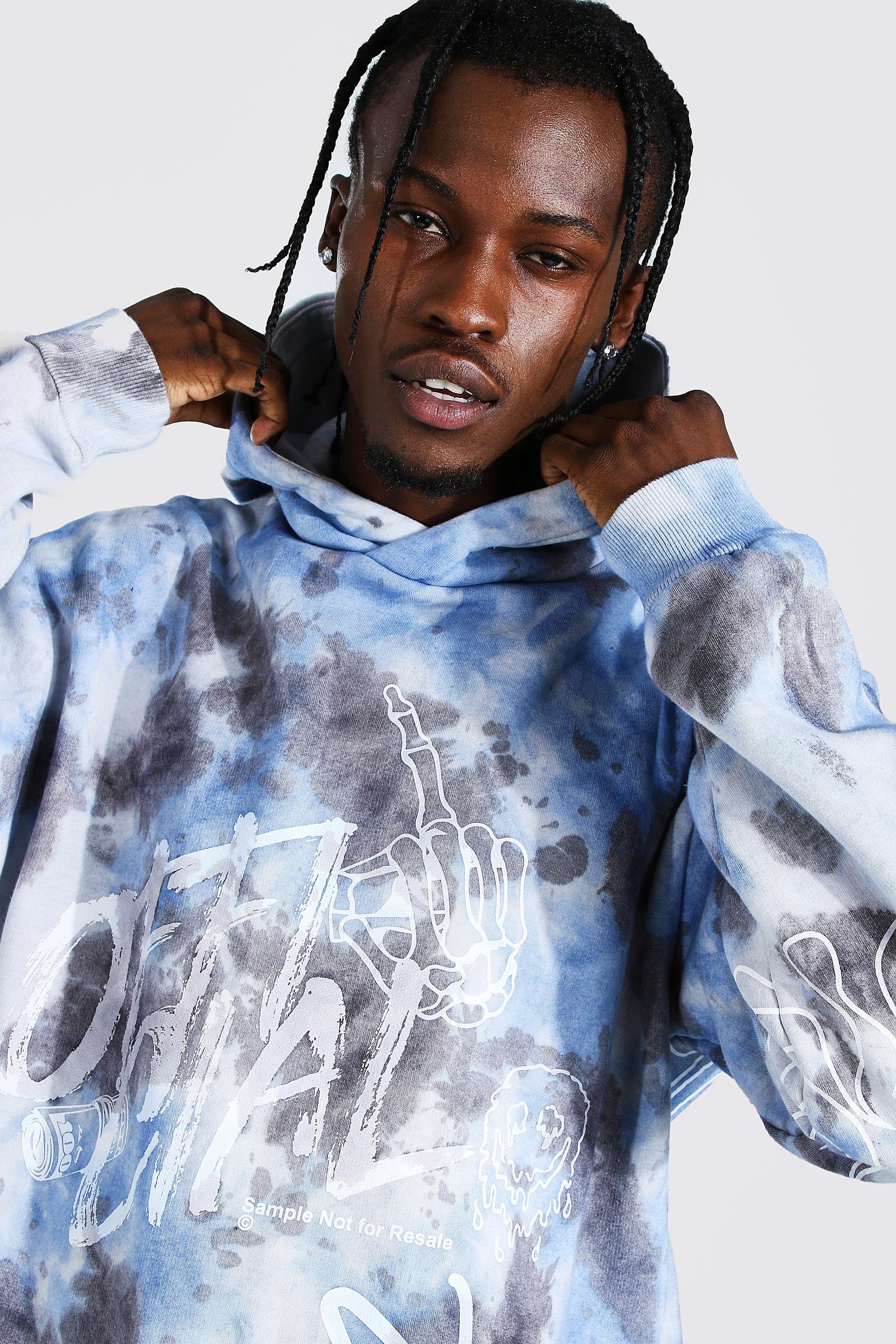 Sweat capuche tie dye oversize imprim flamme Official