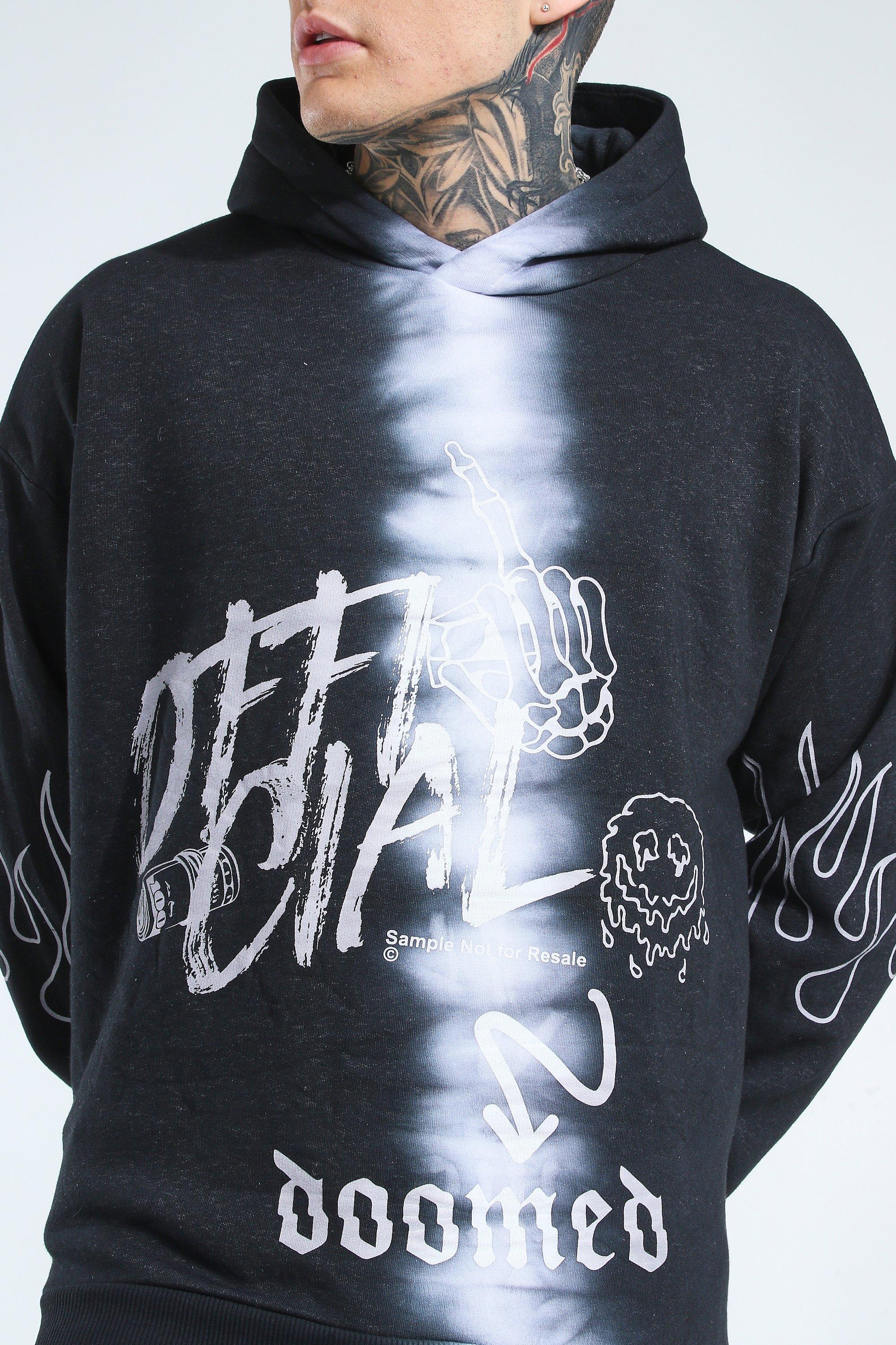 Oversized official flame print tie dye hoodie sale