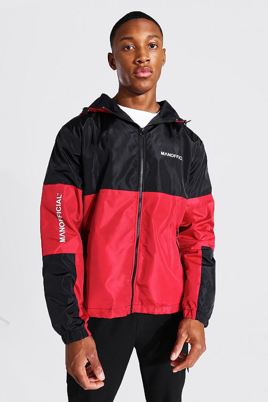 Red Spliced Colour Block Cagoule With Sleeve Detail image number 1
