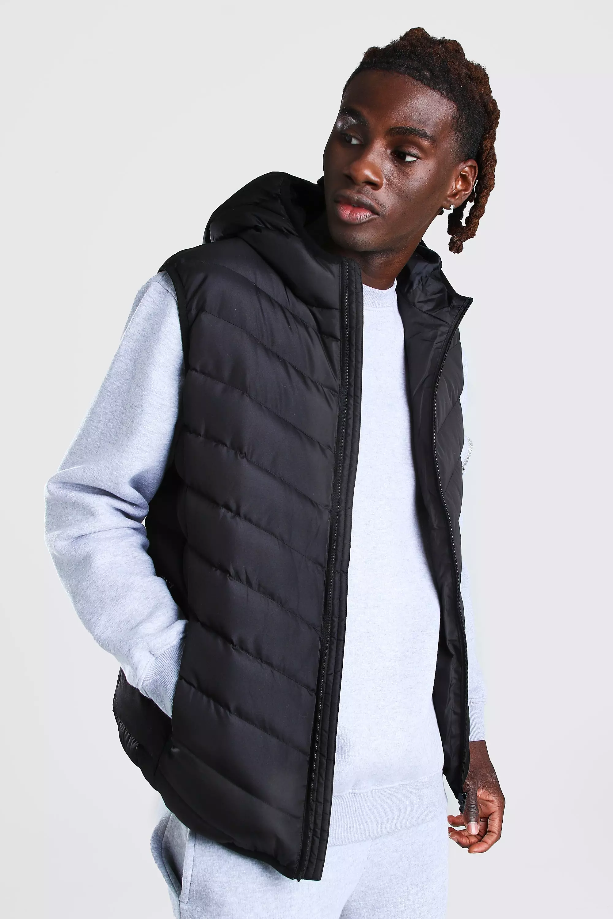 Quilted Gilet With Hood