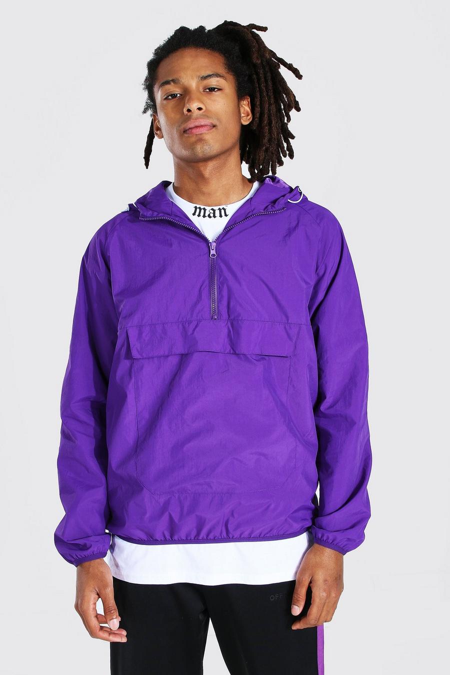 Jacke zum Überziehen aus Nylon mit Vordertasche und Rücken-Print , Violett image number 1