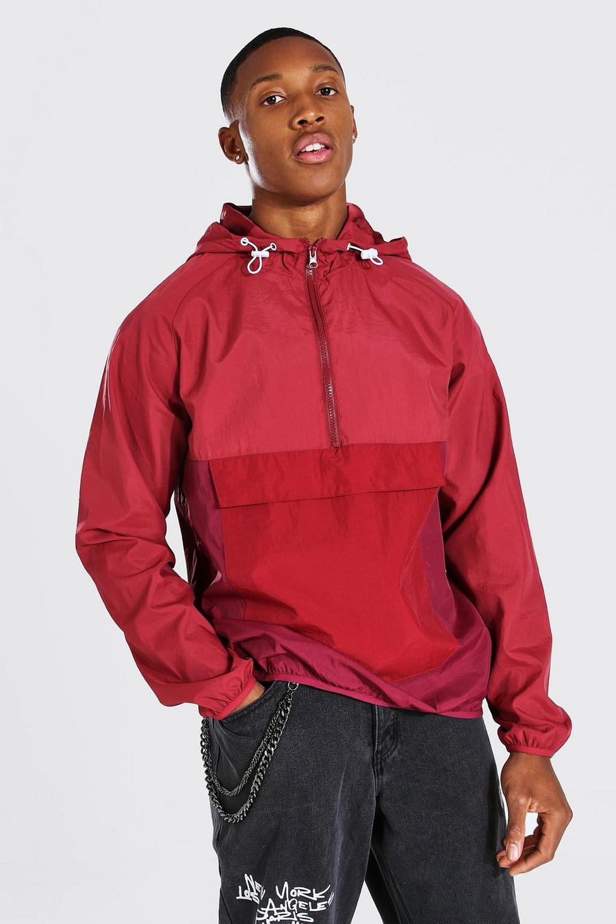 Burgundy Tonal 3 shade Overhead Front Pocket Cagoule image number 1