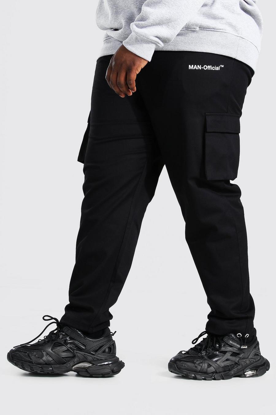 Black Plus Size MAN Official Woven Cargo Jogger image number 1