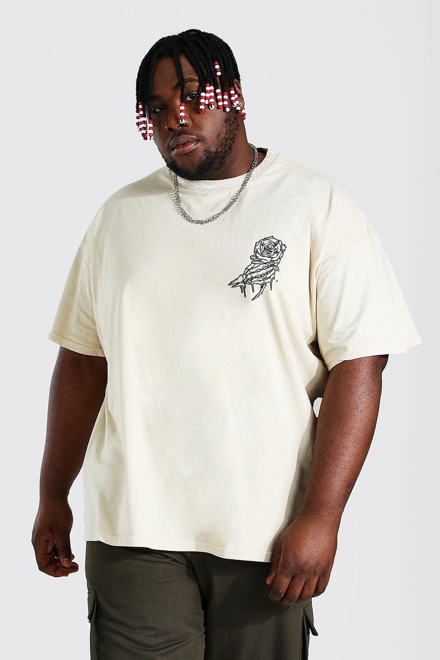 Ecru Plus size - MAN Överfärgad t-shirt med dekorativ krage image number 1