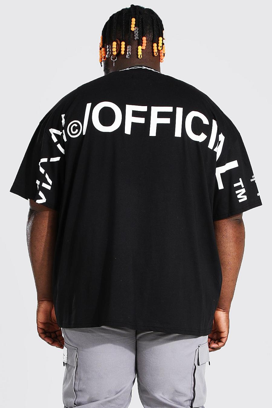 Black Plus Size MAN Overdye Collar Detail T-Shirt image number 1