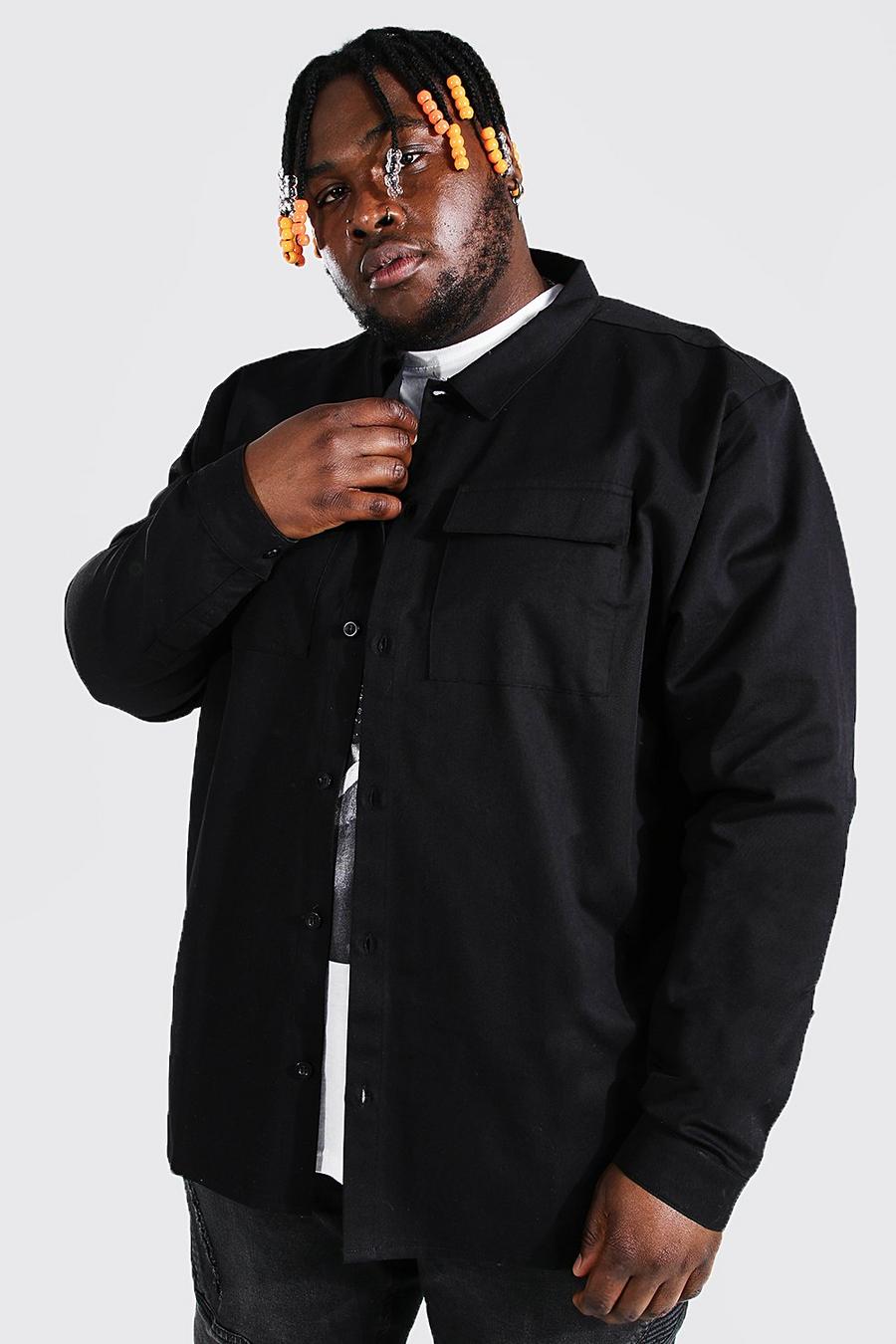 Black Plus Size Overhemd Met Zakken image number 1