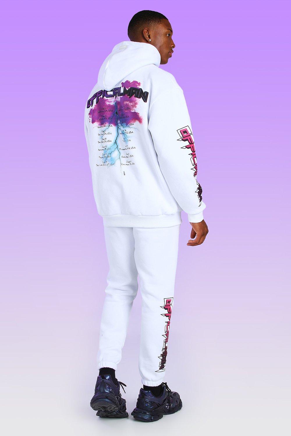 White Oversized Official MAN Graphic Back Print Hoodie