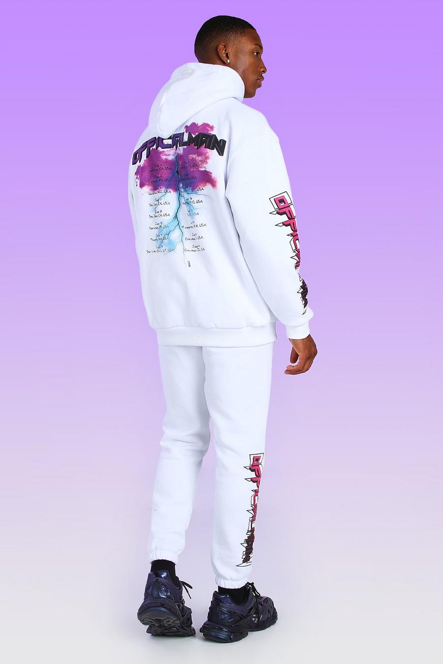 White Oversized Official MAN Graphic Back Print Hoodie image number 1