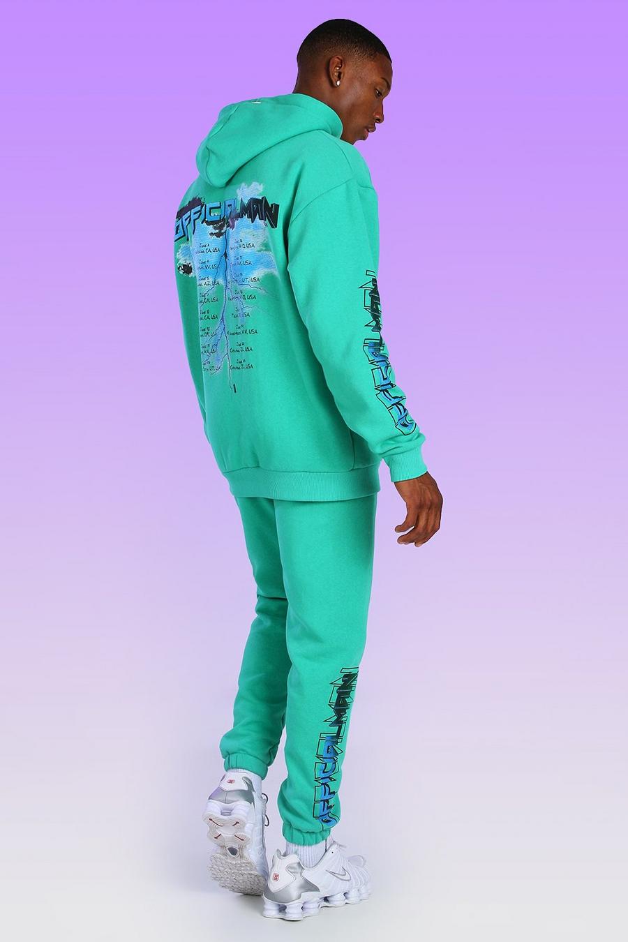 Green Official MAN Oversize hoodie med grafiskt tryck bak image number 1