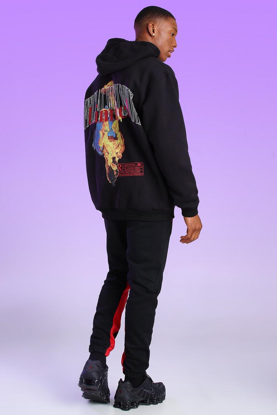 Black Oversized Official Worldwide Graphic Print Hoodie image number 1