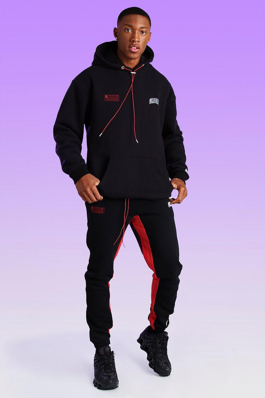 Black Skinny Fit Official Worldwide Bungee Cord Track Pant image number 1