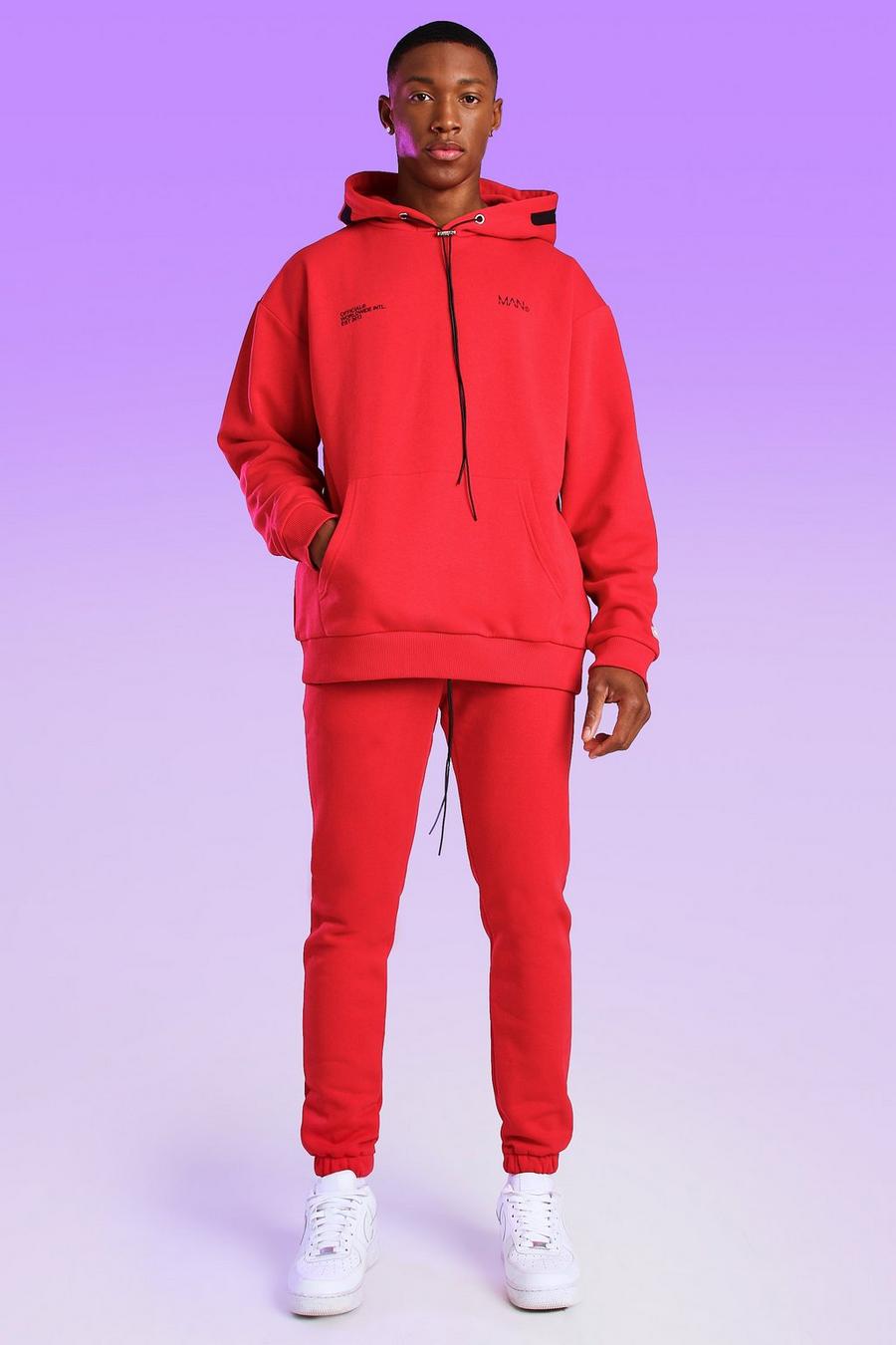 Red Skinny Fit Man Bungee Cord Track Pant image number 1