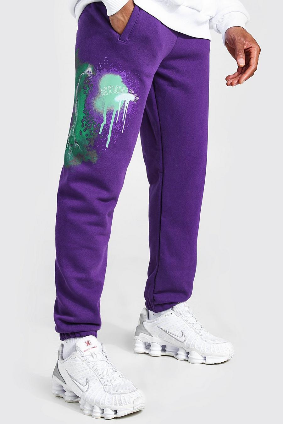 Purple Loose Fit Lightning Print Track Pant image number 1