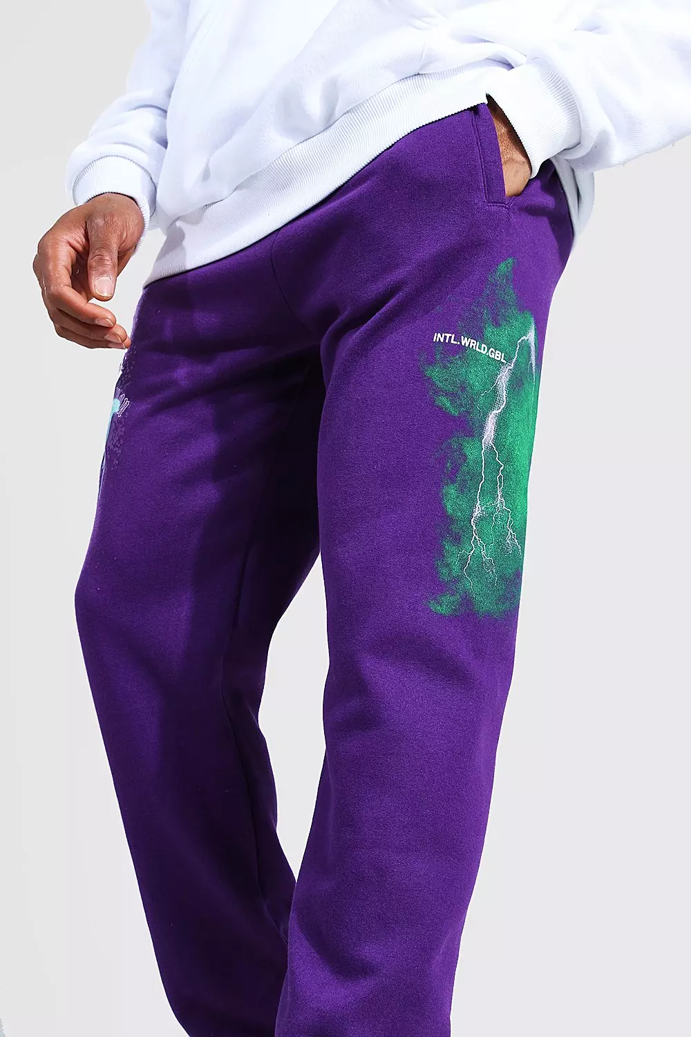 Purple Loose Fit Lightning Print Jogger alternative image