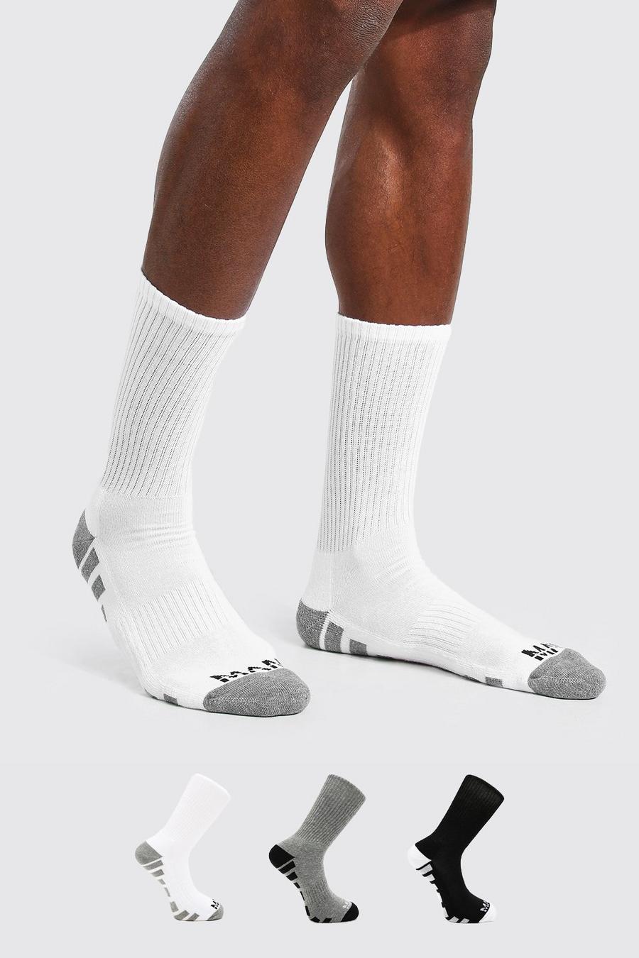 Pack de 3 pares de calcetines Active deportivos con letras MAN, Multicolor image number 1
