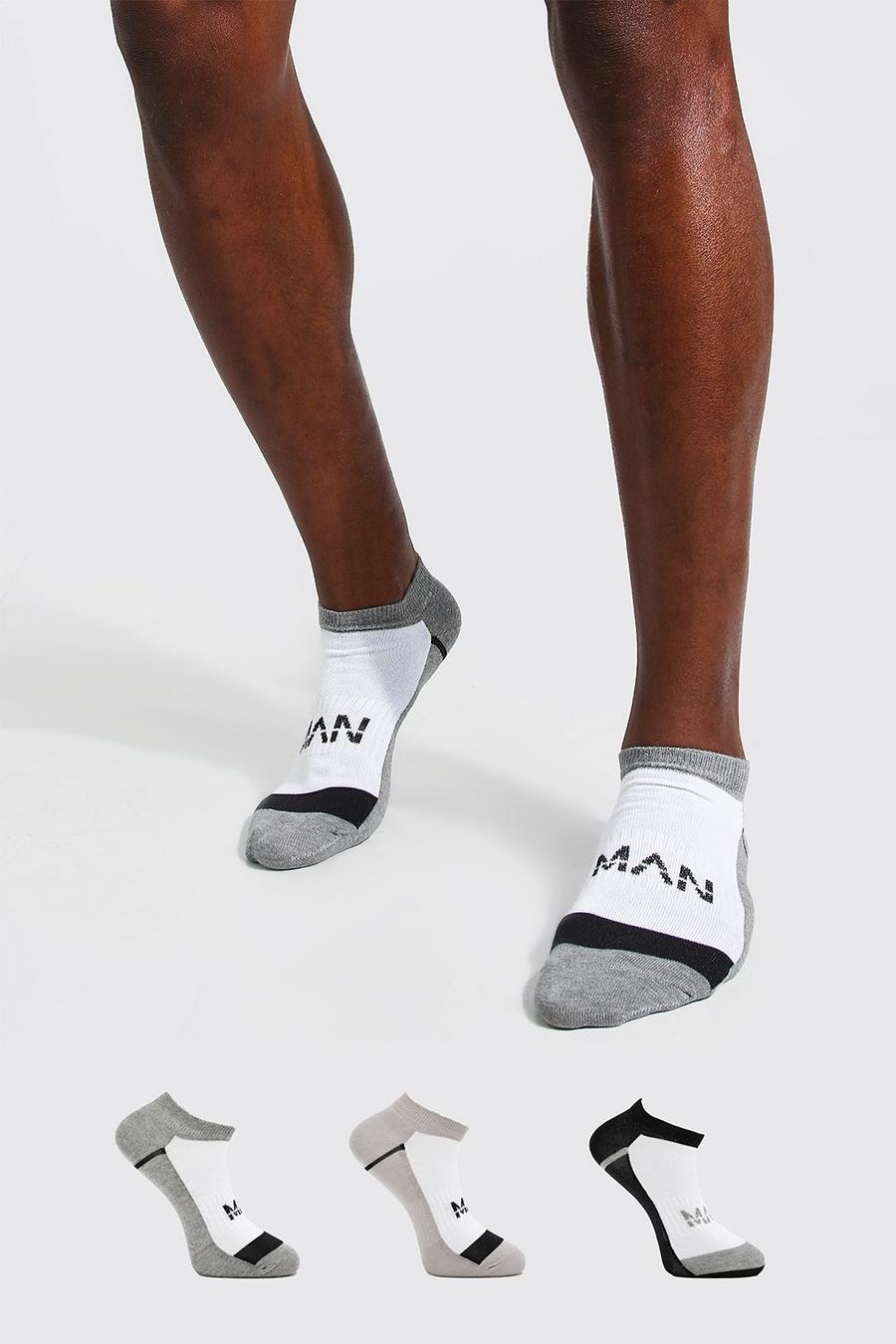 מולטי מארז 3 זוגות גרביים ספורטיביים לנעלי ספורט עם כיתוב חצוי MAN image number 1