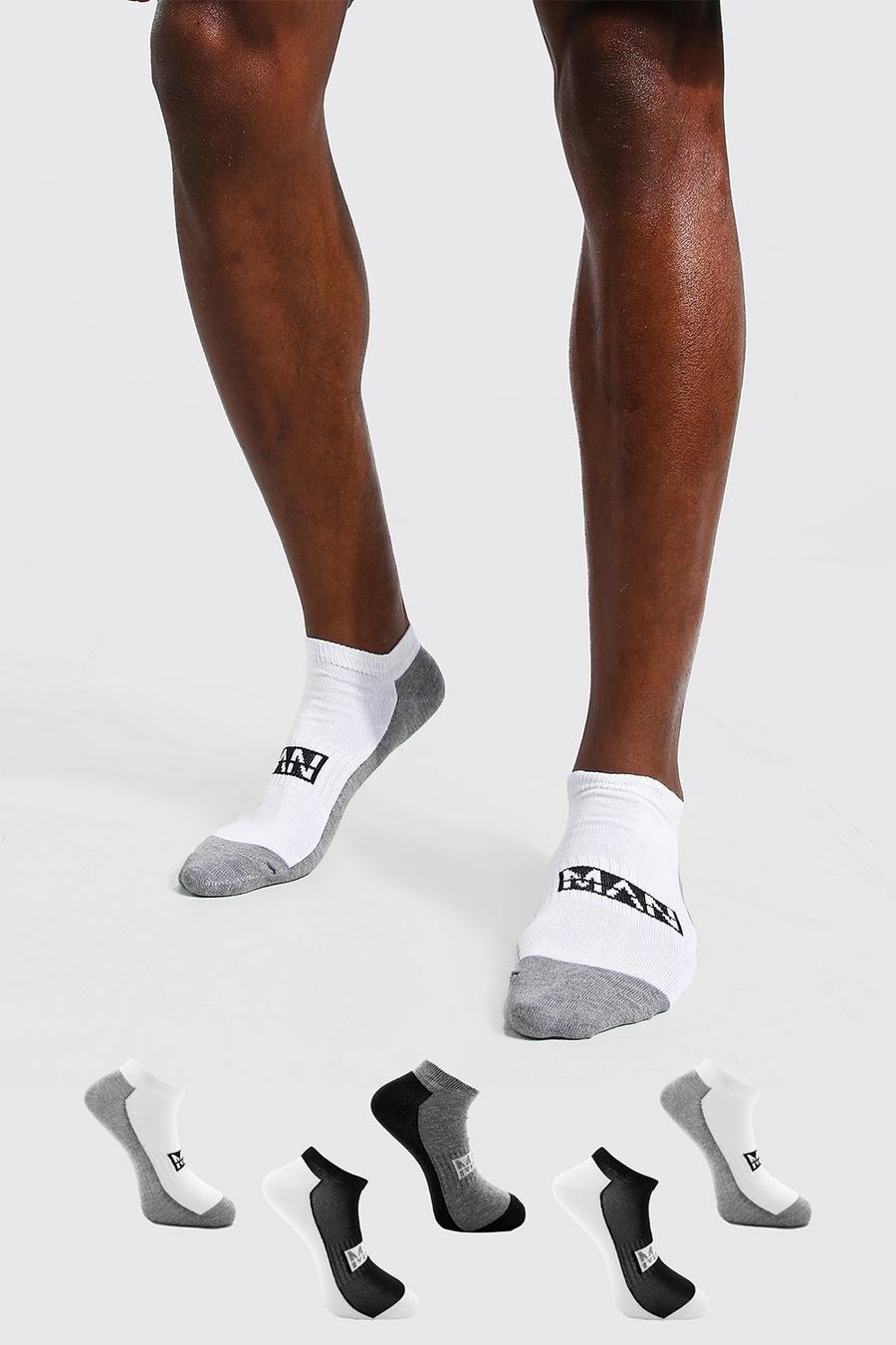 מולטי multi מארז 5 זוגות גרביים ספורטיביים לנעלי ספורט עם כיתוב חצוי MAN
