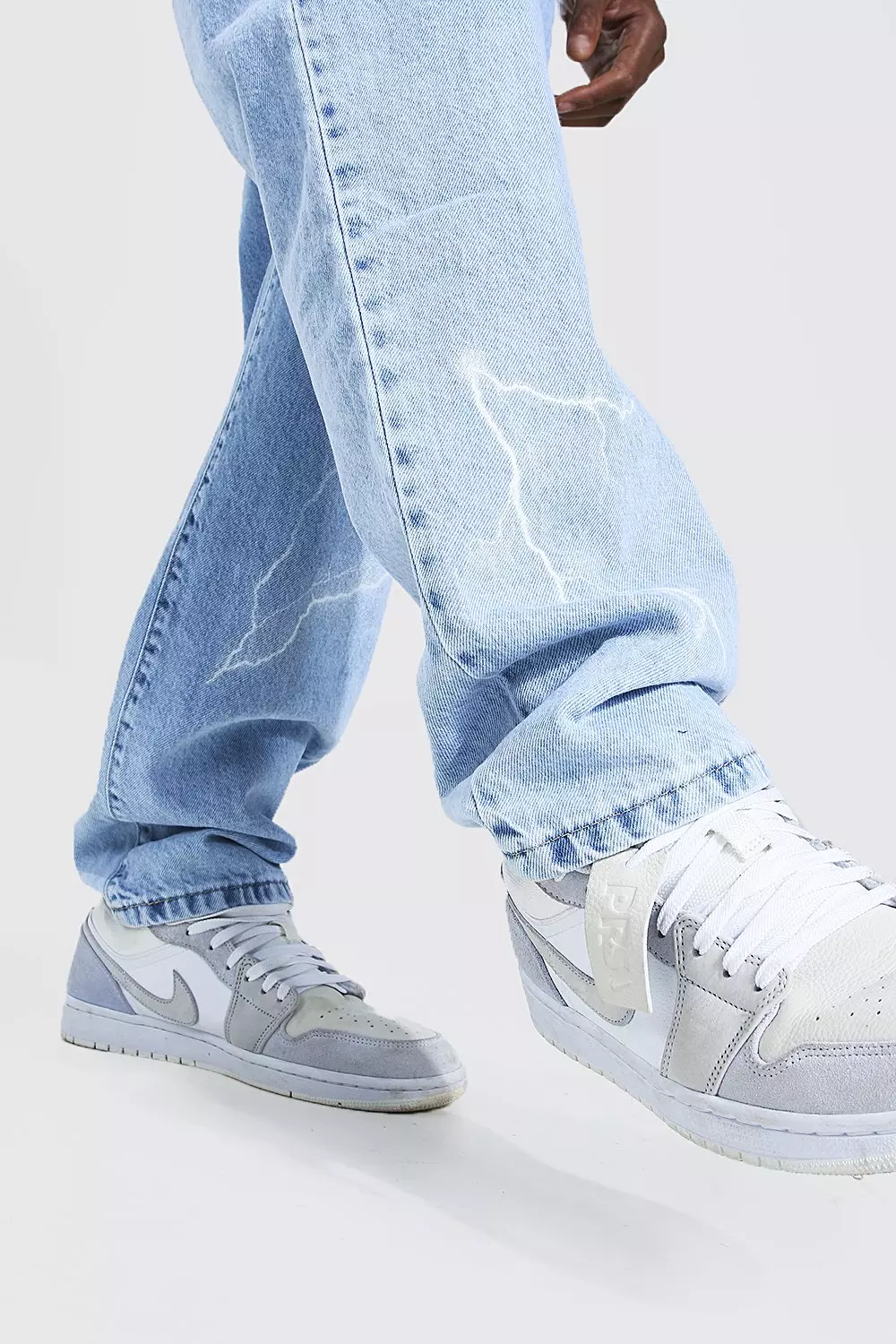 Ice blue Relaxed Fit Lightning Print Jean alternative image