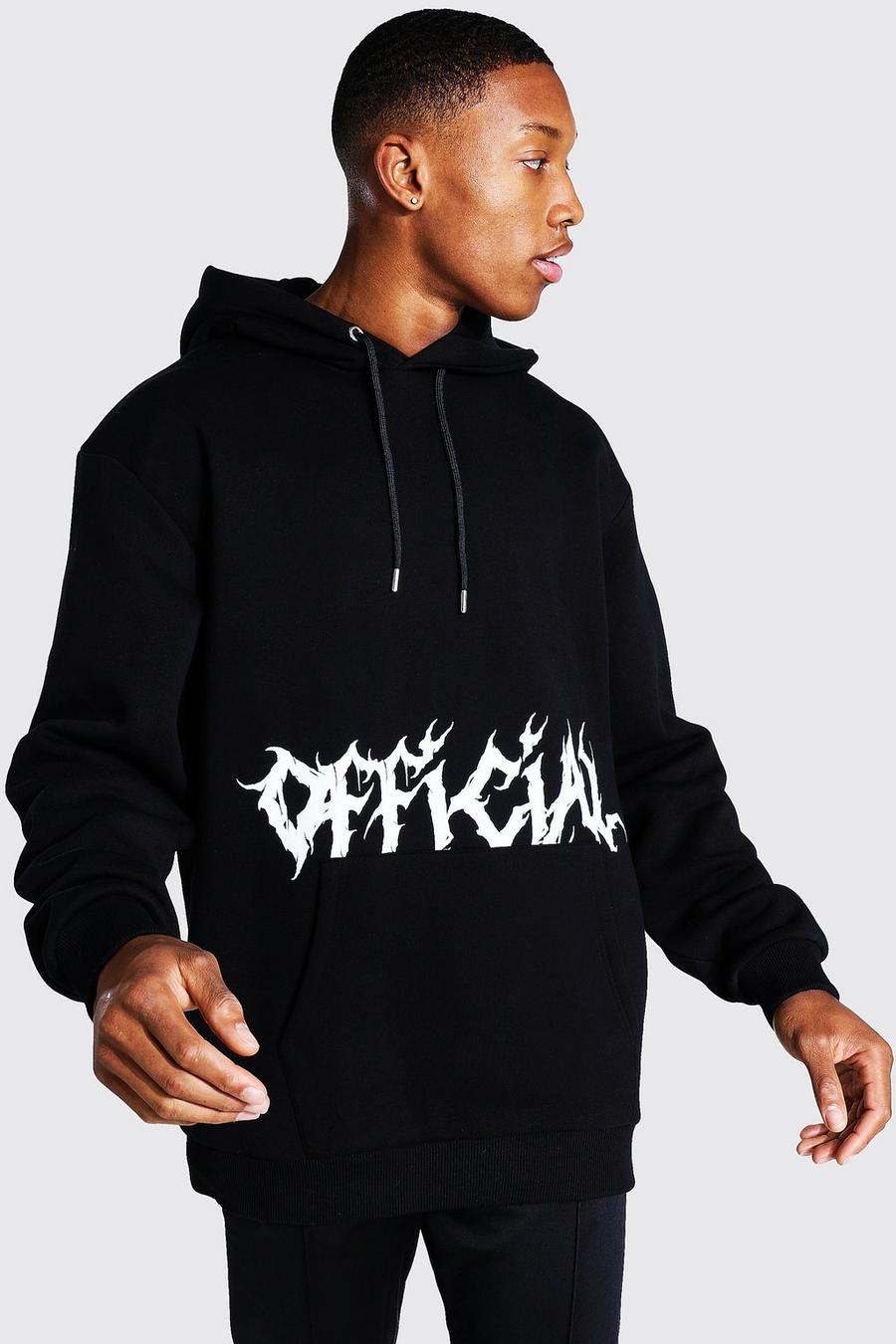 Black Oversized Official Print Hoodie image number 1