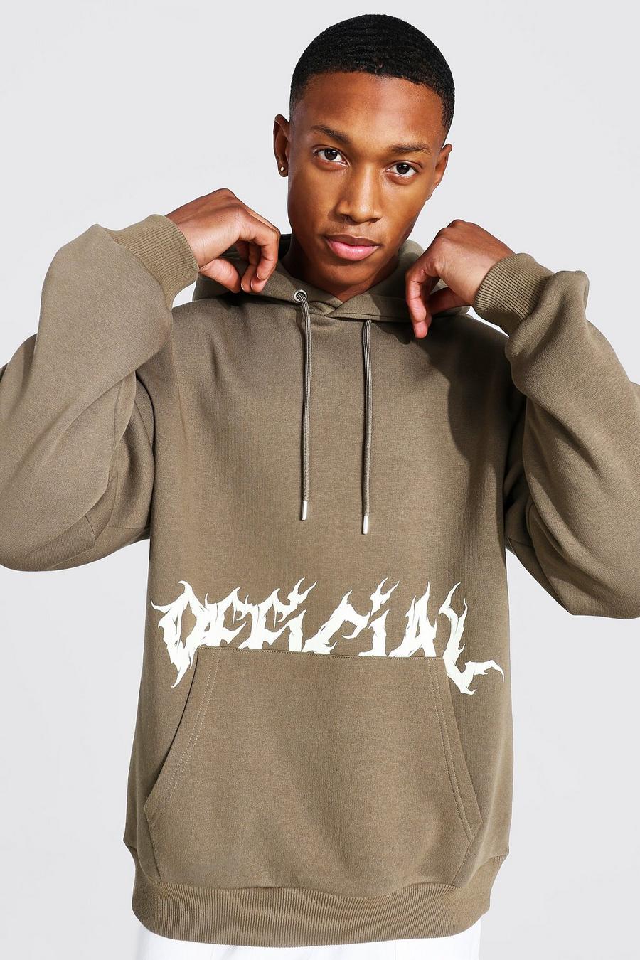 Oversized Official Print Hoodie, Khaki image number 1