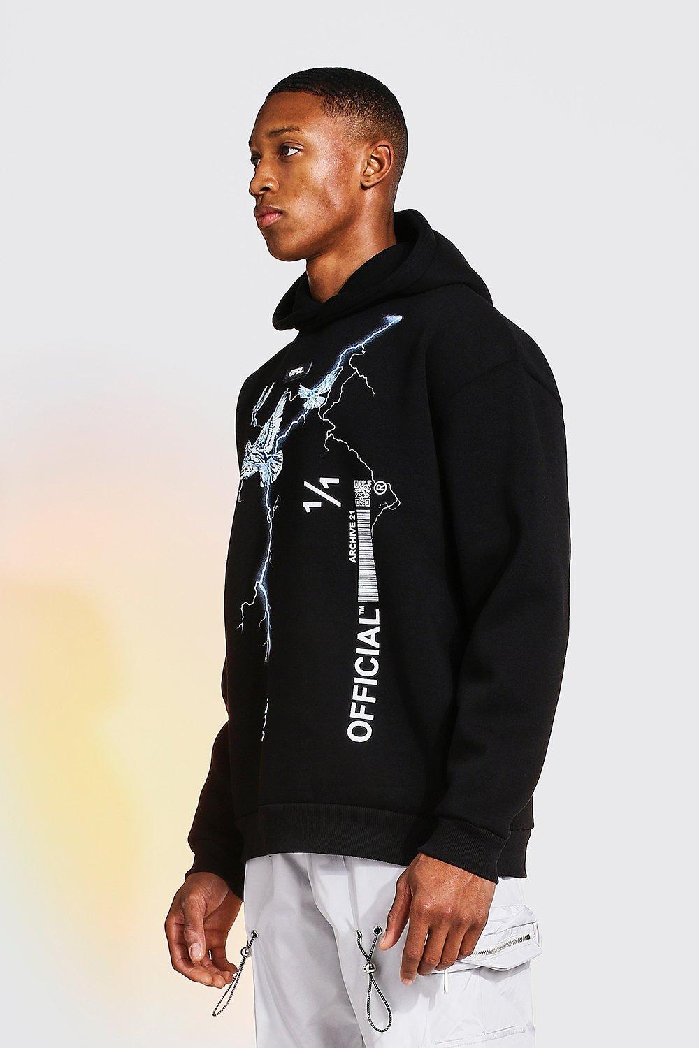 Lightning Graphic Hoodie boohoo