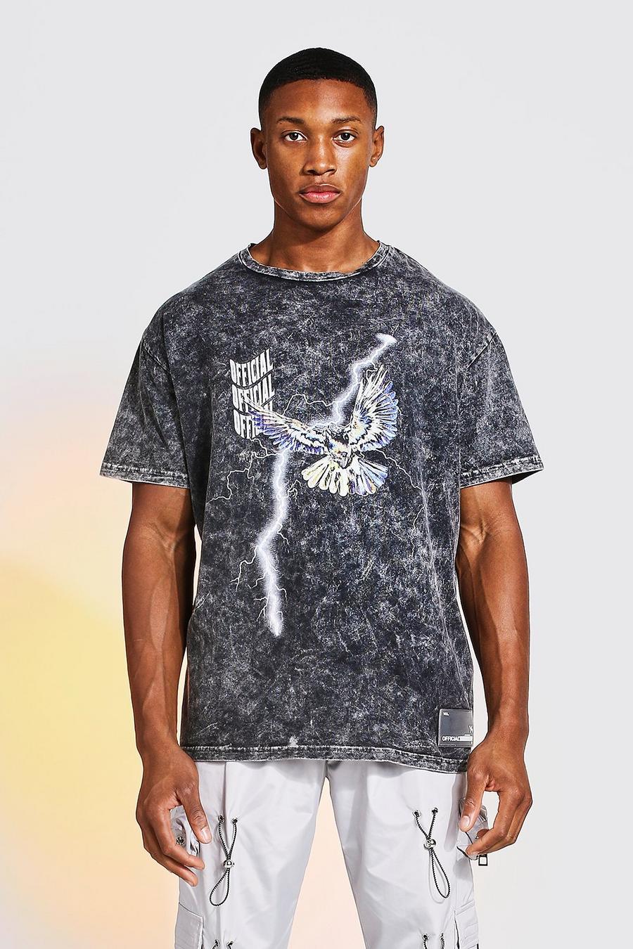 Charcoal Los Acid Wash Gebleekt Tokyo T-Shirt image number 1