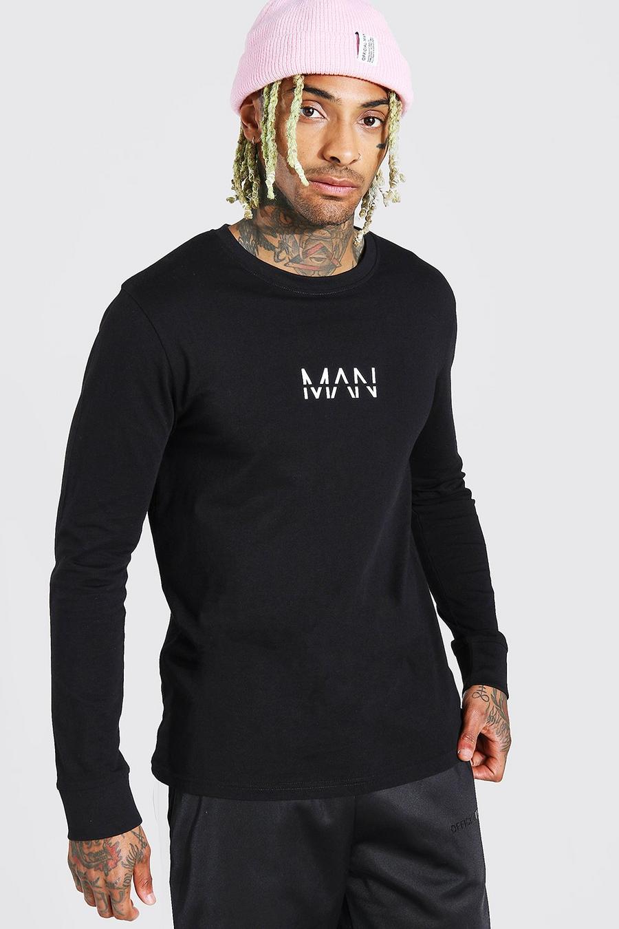 Black schwarz Original Man Shirt Met Lange Mouwen image number 1