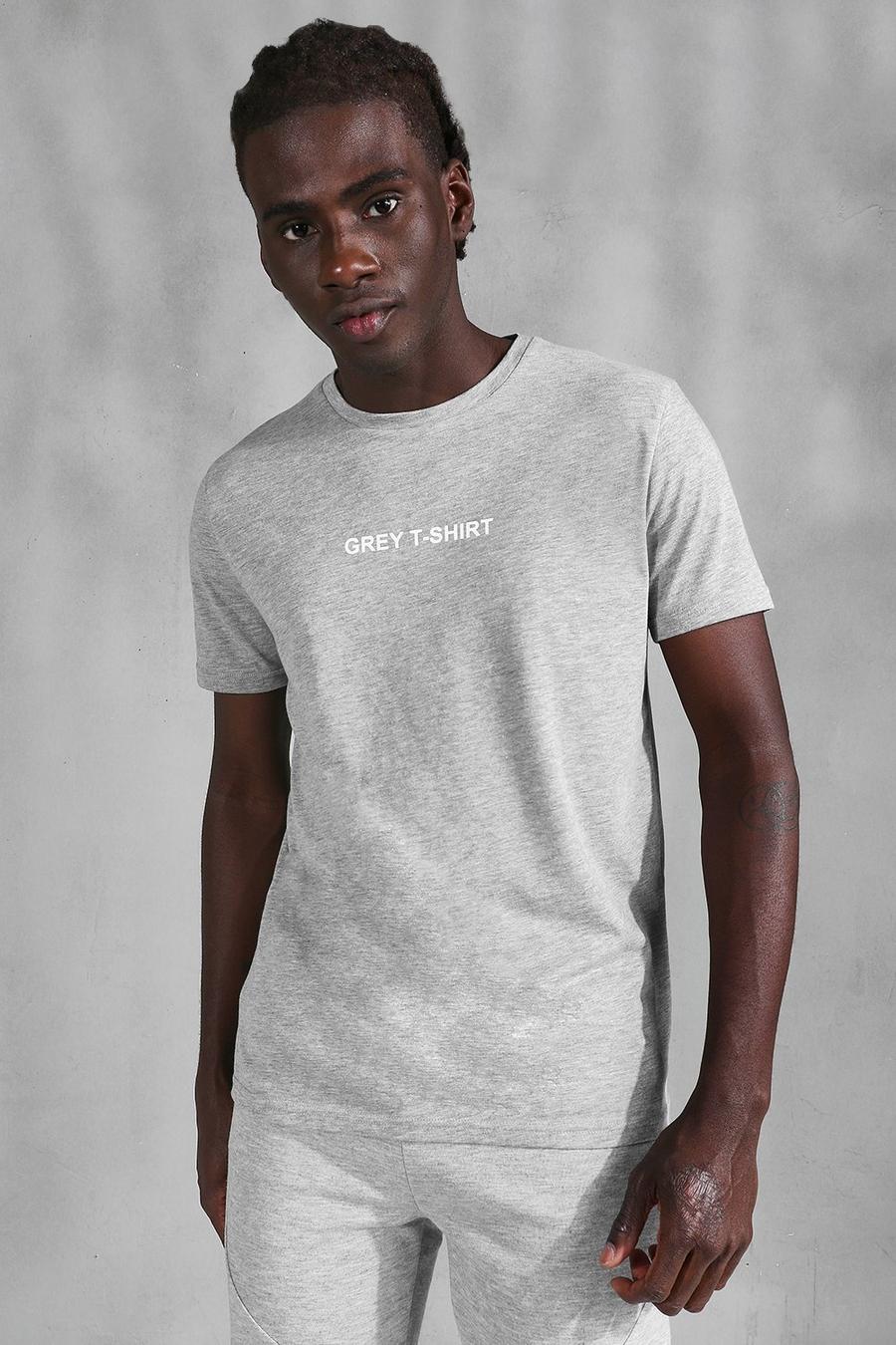 Grey marl T-shirt med slogan image number 1