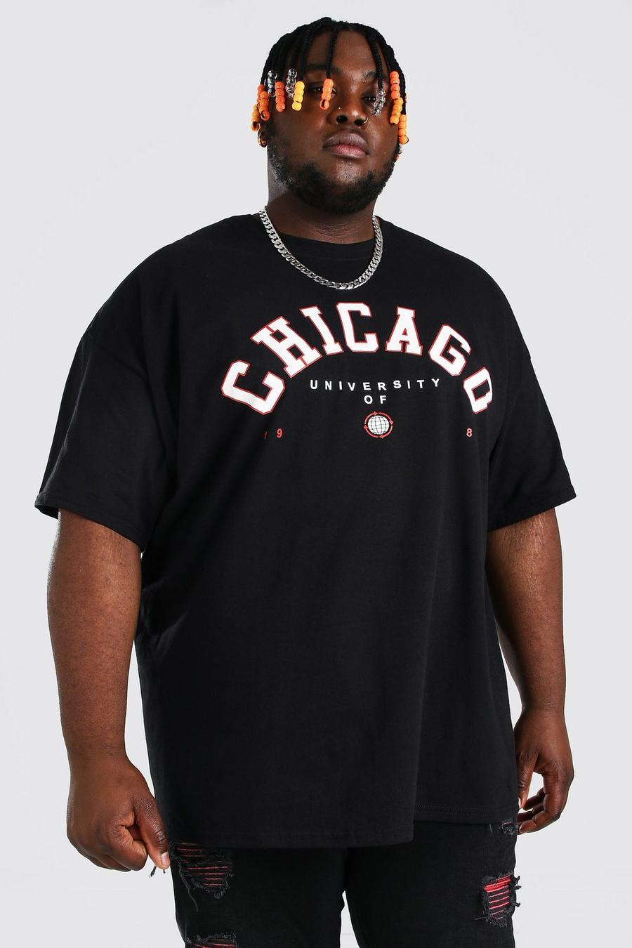 Black Plus Size Chicago Print T-Shirt image number 1