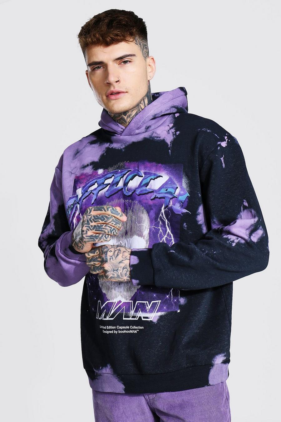 Black Oversized Official Tie Dye Schedel Hoodie image number 1