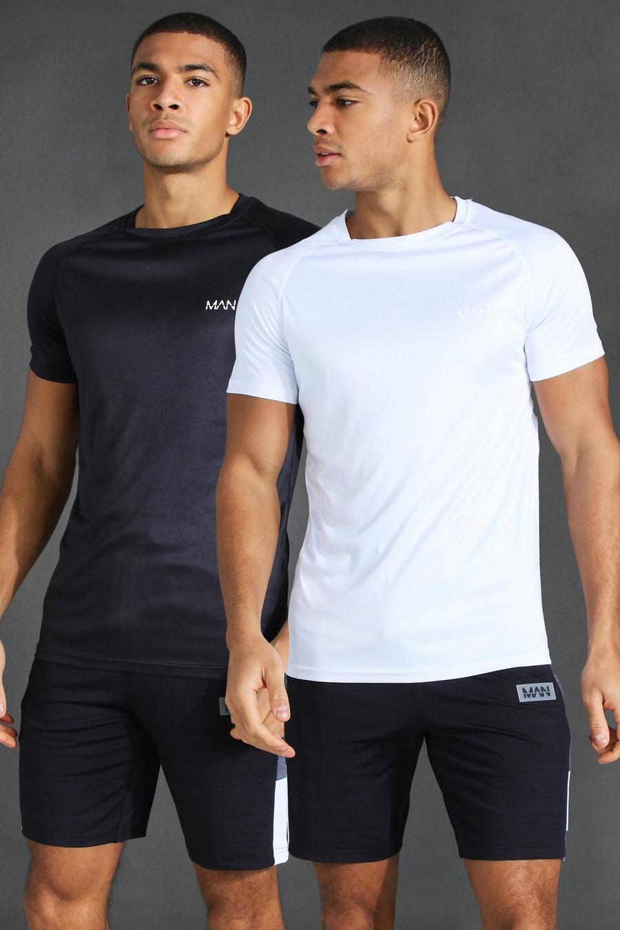 T-shirt Man Active Gym con maniche raglan - set di 2 paia, Multi multicolor